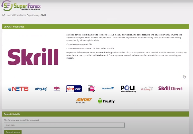 SuperForex: account replenishment 5